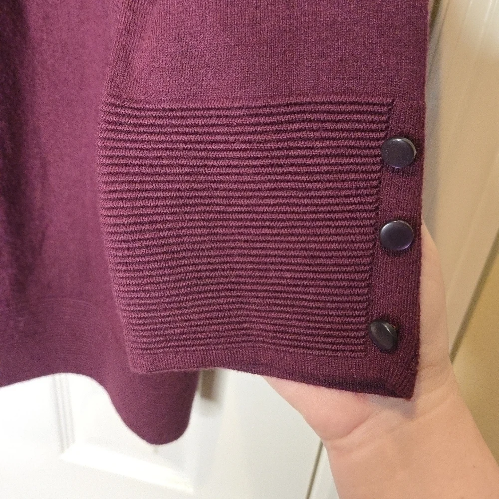 Evolution by Cyrus Open Front Ribbed Knit Detail Cardigan Size Small Ancho Chili - Picture 8 of 11